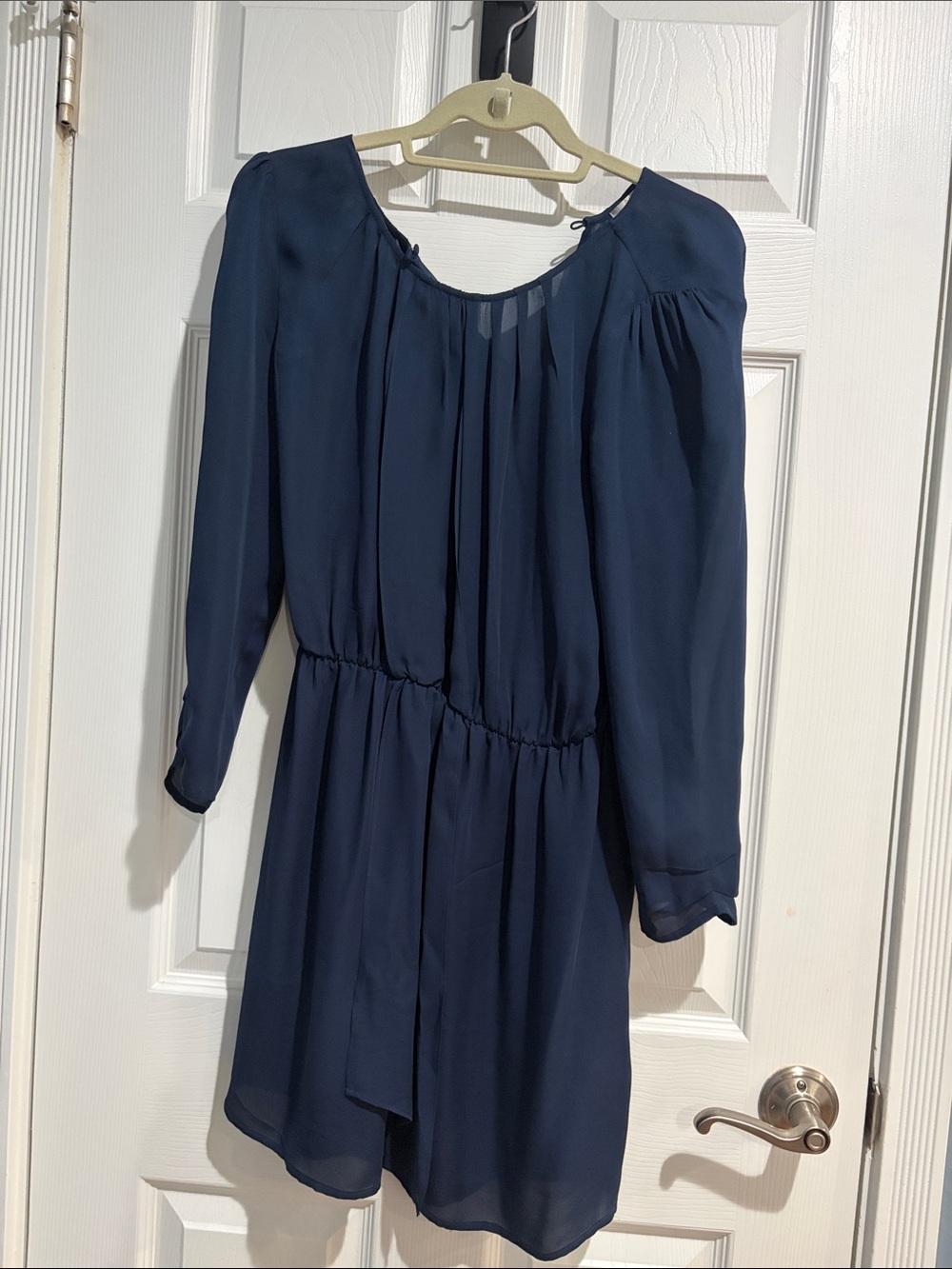 Joie Navy Long-Sleeve Elastic-Waist Tunic Dress